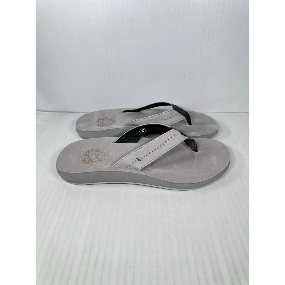 Size 9 Stio Men's Bircher Leather Flip-Flops Sandals Alloy Gray NEW